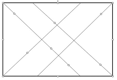 4 diagonalen en stippen op lijnen © Diagonaalmethode.nl