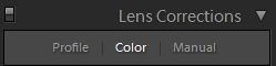 Adobe Lightroom Lens Corrections Menu
