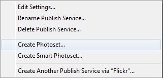 Adobe Lightroom Publish Services - Flickr Create Photoset