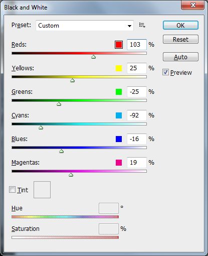 Black and White - Settings