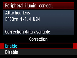 Canon Peripheral Illumination Correction