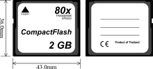 Afmetingen CompactFlash-kaart