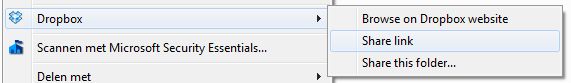 Dropbox - Share link