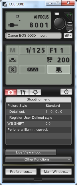 EOS 500D - Canon EOS Utility