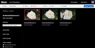 Upload foto's naar Flickr