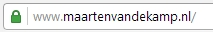 Je ziet hier het slotje bij de website maartenvandekamp.nl wat aangeeft dat het internetverkeer versleuteld wordt