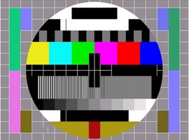 Vroeger werdt door PTT en NOS het televisie testbeeld uitgezonden. Deze afbeelding toont het testbeeld als teken van radiostilte.